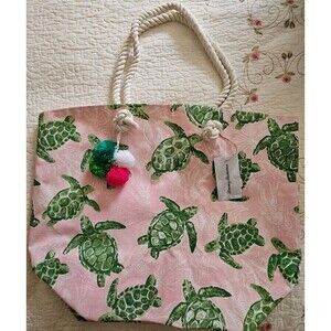 Tommy Bahama 100% Cotton Turtle Tote Beach Bag NEW Large